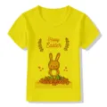 Cute Kids Easter Bunny Yellow T-Shirt Short Sleeve Casual Top Children Summer Wear - Yellow 22727 / 24M