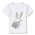 Kids white short sleeve t-shirt featuring cute easter bunny graphic and holiday text print top. - 24M / Tops / White