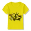 Children yellow short sleeve t-shirt with easter bunny graphic print for kids apparel sale - Yellow 22732 / 24M