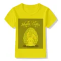 Details of the yellow kids t-shirt featuring a cute Easter bunny and printed graphic design. - Yellow 22734 / 24M