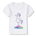T-shirt bianca a maniche corte per bambini con simpatico grafico unicorno arcobaleno - Bianco 954 / 24M