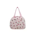Rosa Cord Stofftasche mit Erdbeeren Muster, praktische Handtasche fuer Damen und Alltag - Stil 1 / Rosa