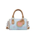 Cute denim bow print cylinder handbag, blue shoulder crossbody bag for women variant. - Bowknot Print / Light Blue