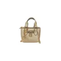 Mini bolso dorado para niña, bolso de mano de piel PU con candado y cadena variante. - Dorado