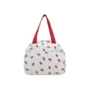 Weißer Kord-Erdbeer-Lunch-Tragetasche, lässige süße Picknick-Handtasche für Frauen und Mädchen. - Stil 2 / Weiß