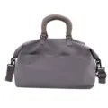 Grey large capacity fitness duffel bag, casual travel shoulder bag with padded handle. - Gray