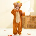 Infant flannel animal onesie baby cartoon romper toddler cute monkey costume for daily wear. - Crown Monkey Romper