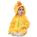 Cute yellow duck baby flannel hooded romper, soft warm newborn winter one-piece jumpsuit. - 90 / Tops / New Yellow Duck Baby Romper