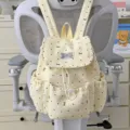 Gelber Rucksack mit Polka-Dots und Schleifen, Canvas Schultasche mit vielen Fächern. - Schleife-Stil / Gelb