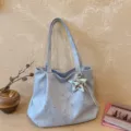 Blue star pleated tote bag for women, stylish underarm shoulder handbag for daily commute. - Blue
