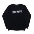 Sweat-shirt noir unisexe à col rond avec imprimé lettres gothiques Y2K. Idéal pour la rue en automne. - S / Noir