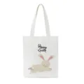Easter bunny canvas tote bag detail, cute rabbit print shoulder bag, durable casual handbag. - 22724