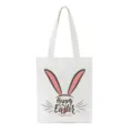 Paashaas print canvas shopper tas, casual witte handtas voor dagelijks gebruik thuis. - 22730