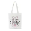 Witte canvas boodschappentas met schattige paashaas print voor de feestdagen en cadeaus. - 22733
