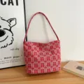 Red white Double Happiness print shoulder bag, stylish canvas tote handbag for women wedding gifts. - Xi Character 2 (Geometric Double Happiness Print) / S / Red and White