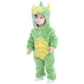 Baby flannel dinosaur onesie cute winter hooded romper infant toddler warm costume jumpsuit - 70 / Green Dinosaur Baby Romper