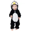 Infant flannel penguin onesie, cute cartoon hooded baby romper for autumn and winter wear. - 70 / Penguin Baby Romper
