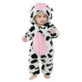 Infant baby flannel cow romper cute animal costume hooded warm jumpsuit winter outwear - Cow Baby Romper
