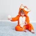 Cute Baby Fox Flannel Hooded Romper, Orange Animal Onesie Winter Variant Item - Fox Baby Romper