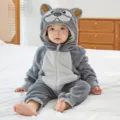 Neonato bambino tutina pile animale grigio bianco cappuccio carino cartone animato inverno - 120 / Tute intere / Pagliaccetto mastino tibetano grigio