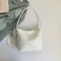 White Star Shoulder Bag, trendy PU leather underarm handbag with silver star charm. - White (With Pendant)