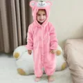 Rosa Baby Bär Fleece Strampler Einteiler mit süßer Kapuze und Ohren für Kleinkinder - 70 / Süßer Bär Rosa