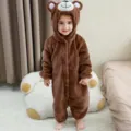 Süßer brauner Bär Kapuze Baby Strampler, weicher Fleece Jumpsuit für Kleinkinder Herbst Winter. - 70 / Süßer Bär Dunkelbraun