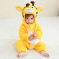 Lindo pelele de bebé de franela con diseño de jirafa mono cómodo para niños ropa de infantes - Mameluco de jirafa / Talla 90 (Altura recomendada 70-80 cm)