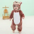 Cute animal baby romper hooded costume toddler cartoon onesie comfortable jumpsuit daily wear - 90 / Clever Mouse Baby Romper