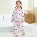 Kinder Flanell Fleece Einteiler Pyjama mit niedlichem Flamingo Wassermelone Print Schlafanzug - Flamingo