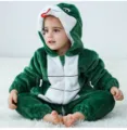 Infant green snake fleece onesie romper for babies, cute cartoon animal costume for toddler kids. - Little Green Snake Romper / 70 (Recommended Height 56-66cm)