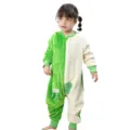 Combinaison pyjama dinosaure en flanelle pour enfant vert blanc vêtement chaud hiver mignon - Gigoteuse en flanelle - dragon vert