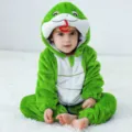 MICHLEY baby green snake flannel onesie cute animal romper toddler costume variant - Little Green Snake Romper / 70 (Recommended Height 56-66cm)