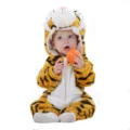 Cute baby flannel tiger costume romper, autumn winter hooded warm baby clothes for newborn. - 90 / Tops / Classic Tiger Baby Romper