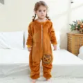 Tuta pigiama di Natale in flanella per bambini, variante marrone con simpatico design animale. - 80 / Leone