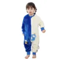 Combinaison pyjama bebe flanelle dessin anime hiver chaud grenouillere bleu et blanc - Gigoteuse en flanelle - pingouin bleu