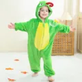 Pijama de franela de dinosaurio verde, cómodo disfraz para fiesta infantil y uso diario. - Camaleón