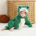 Mono de bebé de felpa verde rana lindo traje de animal para recién nacidos hoy - Mameluco de rana verde
