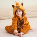 MICHLEY Infant Flannel Capybara Animal Onesie Cute Baby Romper Costume Outfit 2024 - Orange Capybara / 70 (Recommended Height 56-66cm)