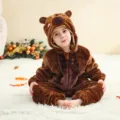 Infant baby flannel animal onesie brown bear cute romper toddler winter warm costume - Brown Capybara Romper / 70 (Recommended Height 56-66cm)