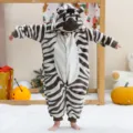Kids flannel cartoon zebra one-piece pajama cute animal costume children sleepwear - 4Y (95-105cm) / Kids' Zebra Romper