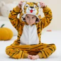 Kids Tiger Flannel Onesie Cute Animal Pajamas Yellow Sleepwear Variant Size Style - 4Y (95-105cm) / Kids' Tiger Romper