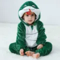 Bebé mameluco serpiente franela animal disfraz lindo mono verde ropa de invierno alta - Mameluco de serpiente verde oscuro