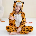 Children flannel cartoon animal onesie cute tiger jumpsuit for kids daily wear and party performance. - 6Y (105-115cm) / Kids' Cute Leopard Onesie
