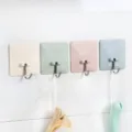 Strong adhesive wall hooks sticky hook seamless wall mounted hanger for kitchen and bathroom - Nordic Blue