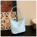 Light blue polka dot underarm shoulder bag, trendy casual single shoulder handbag for women. - Polka Dot Blue