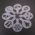 Christmas coffee stencils detail set, 8 pieces plastic latte art molds for holiday drinks. - Valentine's Day Set (27212) / White
