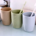 Minimalist solid color eco-friendly plastic couple toothbrush cup, round mouthwash cup - 301-400ml / Grey Blue