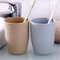 Simple solid color eco-friendly plastic couple toothbrush cups, round mouthwash cups. - 301-400ml / Pure White