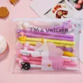 Cute cartoon gel pen set in translucent zipper pouch, student stationery supply wholesale - Unicorn 20-Piece Mixed Set / 0.5mm
